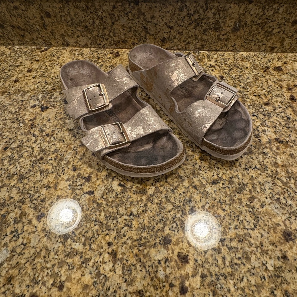 Birkenstock ARIZONA Metallic Gold Suede Leather 41 US 10-10.5